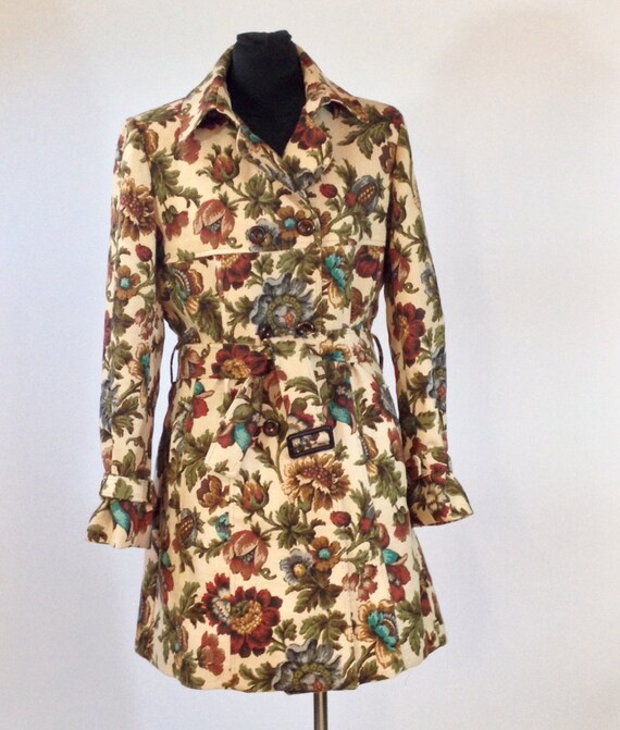Tapestry Print Linen Trench Coat in a UK Size 14 US Size 12 - Etsy