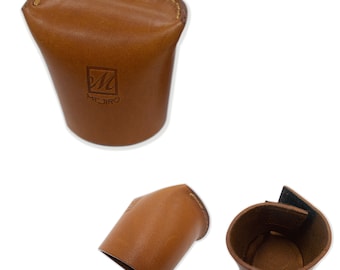 Tapa Utaguchi de cuero genuino de fabricación japonesa, cubierta de boquilla para Shakuhachi de alta calidad, talla única.