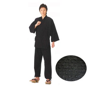 Black Samue Comfy Traditional Work Clothing Zen Buddhist Monk Casual Wear from Japan NS8929
