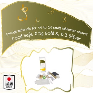 Food Safe Kintsugi Repair Kit Pro with 0.5g Real Gold + 0.3g Real Silver, Food Safe Kintsukuroi, Low Allergenic Urushi is Optional!