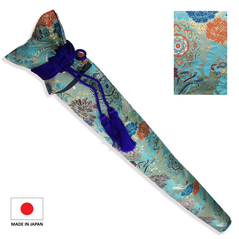 Longsize Japanese Bamboo Flute Case, Zen Flute Case, Shakuhachi Bag, Made From Japanese Gold