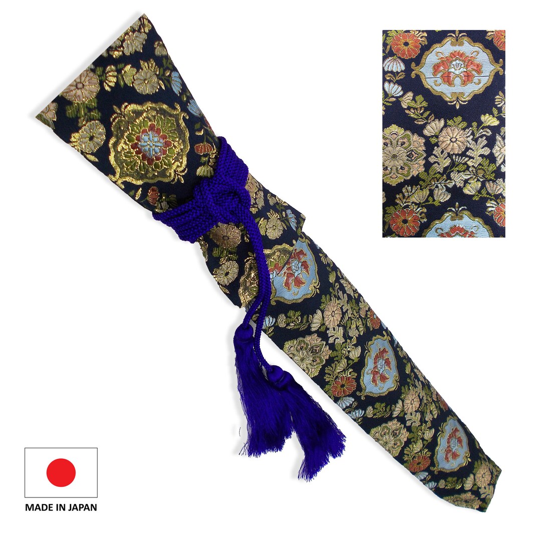 Japanese Bamboo Flute Case, Zen Flute Case, Shakuhachi Bag, Made From Japanese Gold Brocade