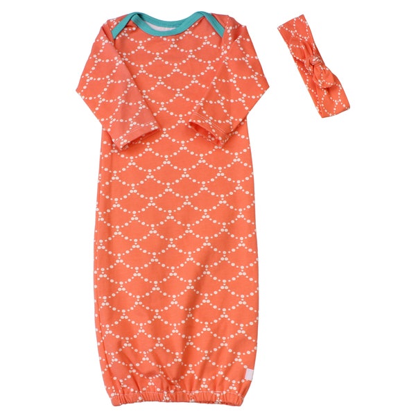 Nouveau-né bébé robe infantile bébé robe Orange sarcelle corail sirène aller rentrer à la maison tenue rentrer à la maison noeud bandeau fille tenue