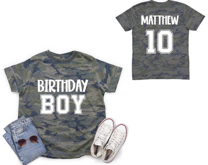 Birthday Boy Camo Shirt Birthday Party Birthday Boy Solid White Vinyl Birthday Boy Party Shirt Boy Camouflage Top Boy's Camouflage Shirt