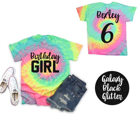 Verjaardag meisje Pastel Neon Tie Dye Shirt Galaxy helder zwart Glitter Vinyl verjaardag meisje Shirt Verjaardagsfeestje Shirt Verjaardag meisje Shirt Etsy Nederland