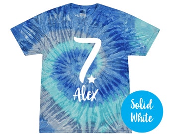 Birthday Girl Boy Personalized Shirt Pastel Neon Tie Dye Party Shirt Star Boy Black Vinyl Birthday Girl Shirt Birthday Party Favor Shirt