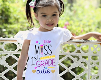 1st Grade Cutie Shirt Flutter Sleeve First Grade First Day of School Black Raglan 1st Grader School Shirt Pencil Ruler Shirt Girl School