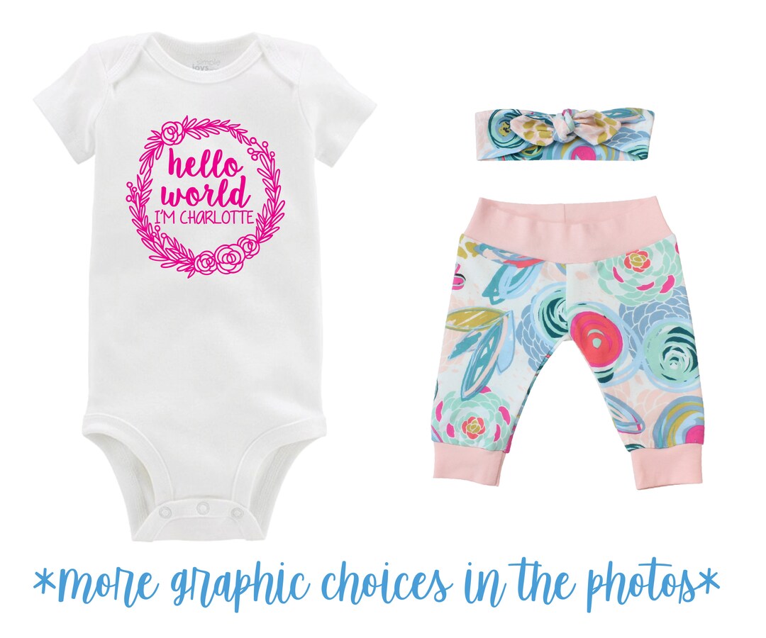 Girl Going Coming Home Outfit Hello World I'm Newborn Baby Infant Set ...
