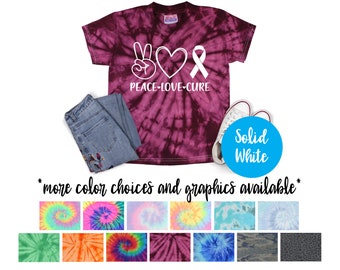 Peace Love Heilung Tie Dye Shirt Shirt Solides Krebs Shirt Tie Dye Peace Love Heilung Shirt