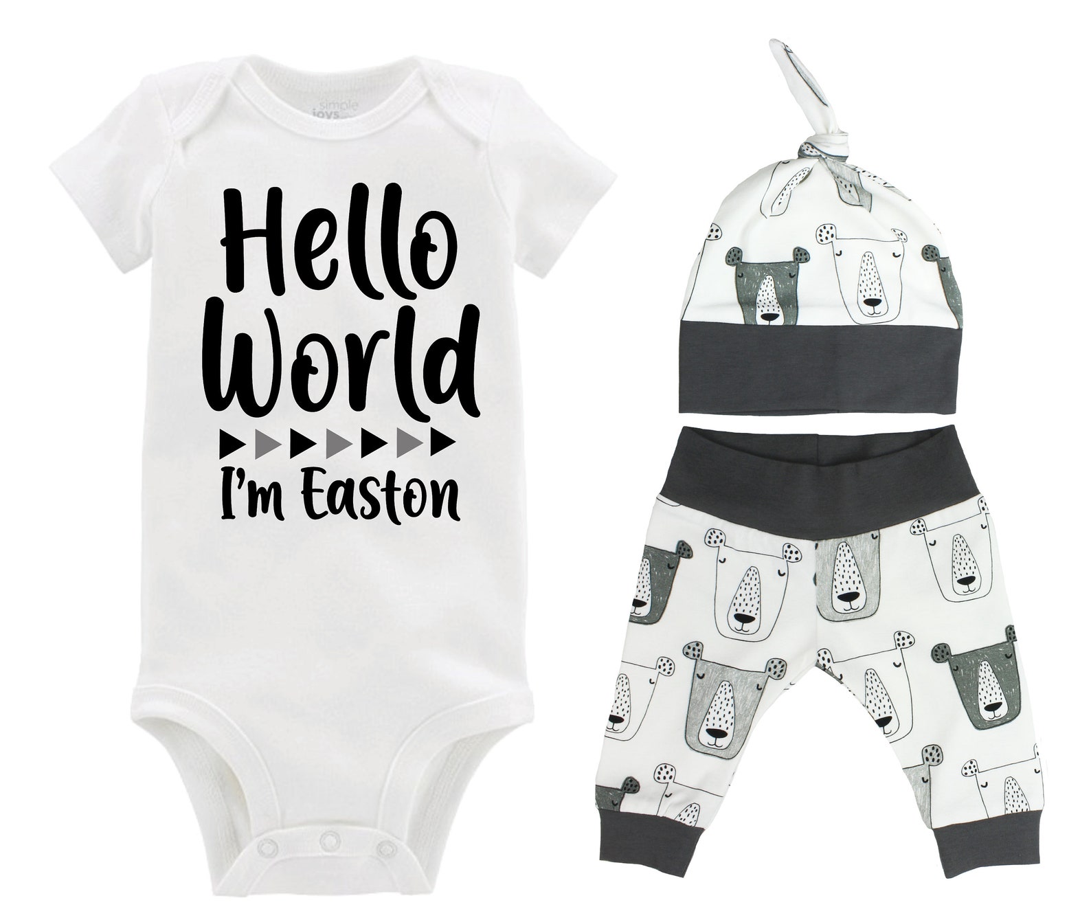 Boy Hello World Personalized Name Coming Home Outfit Bodysuit - Etsy