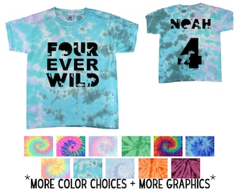 Four Ever Wild Dinosaur 4th Birthday Tie Dye Shirt Solid Black Vinyl Birthday Boy Shirt Four Year Old Boy Birthday Shirt Toddler Tee