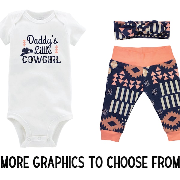 Daddy's Little Cowgirl Outfit Aztec Rodeo Pant Headband Girl Boots Horse Rodeo Outfit Blue Coral Going Coming Home Outfit Baby Infant