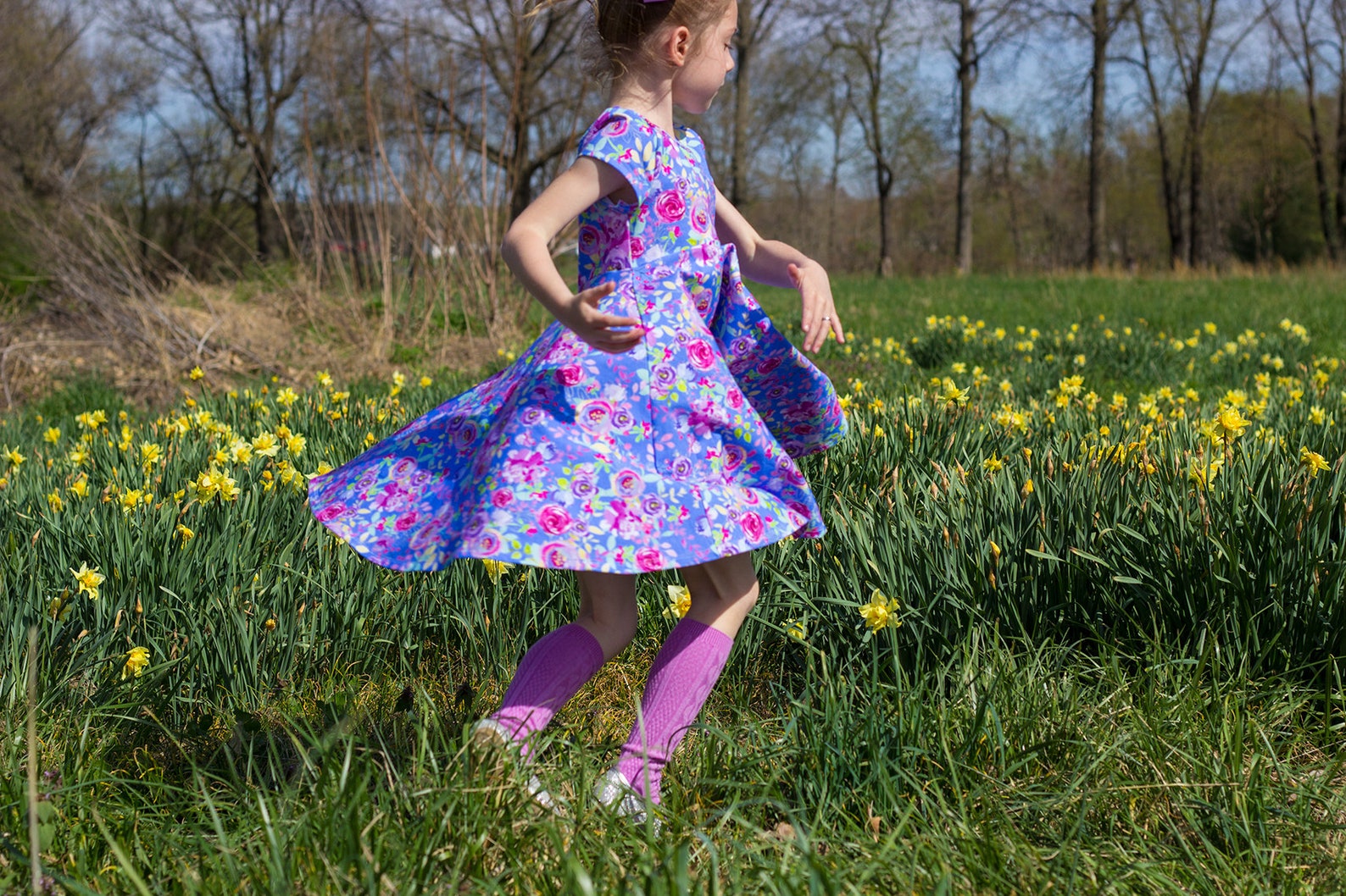 Red Watercolor Christmas Floral Twirl Dress