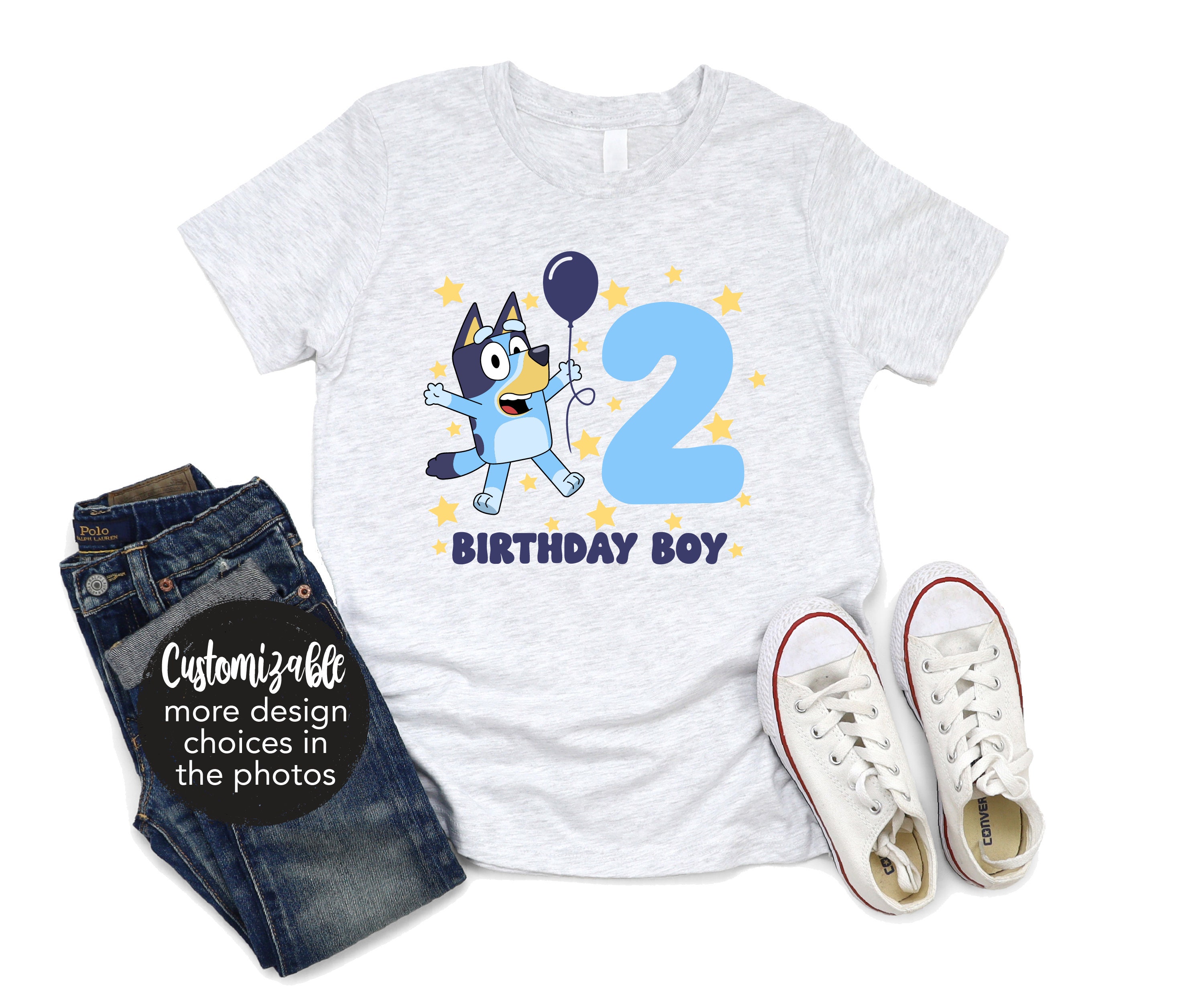 ReignBowsNtoes Bluey Outfit- Bluey Birthday Outfit- Bluey Denim Set 4T
