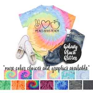 Frieden Liebe Teach Batiken Shirt Glitzer Vinyl Lehrer Leben Shirt Batiken Frieden Liebe Teach Shirt Buch Lehrer Liebhaber Shirt Teach Life Tee