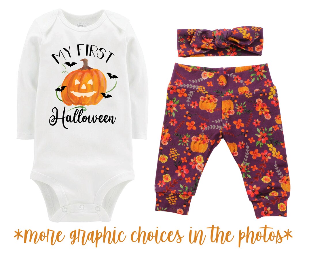 My First Halloween Outfit Personalized Mauve Watercolor Floral Yoga
