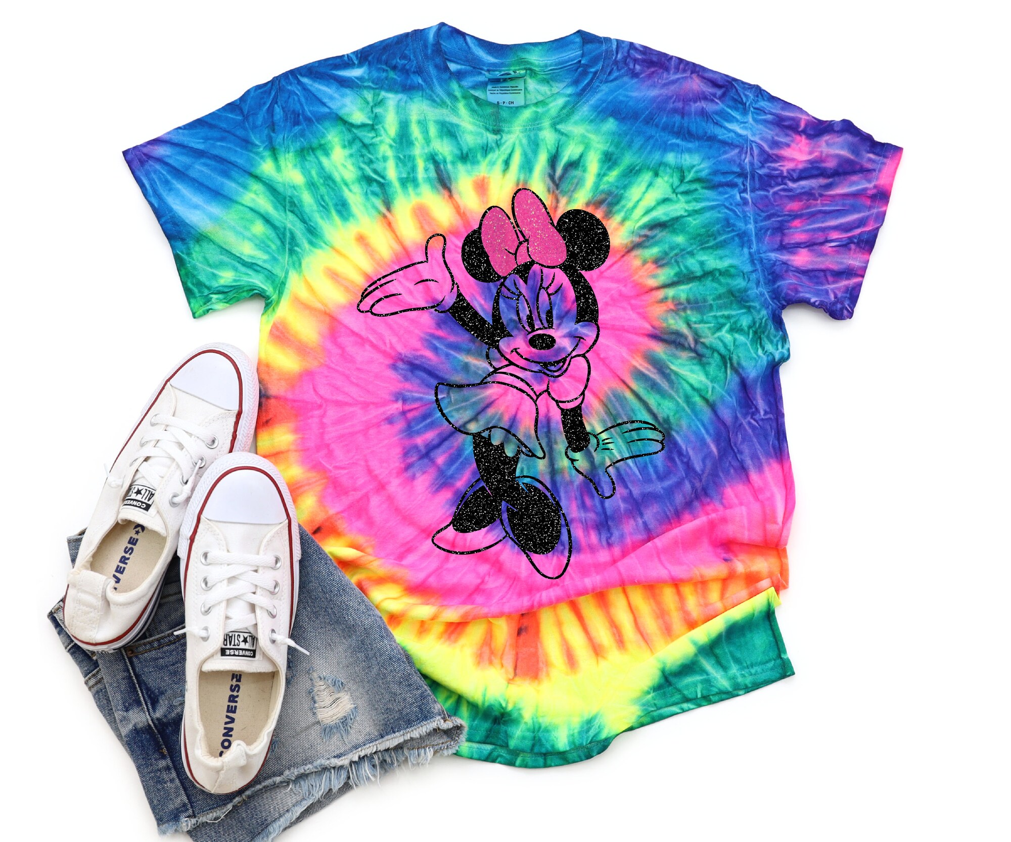 Minnie Mouse Tie Dye Vacation Bright Bow 3D T Shirt