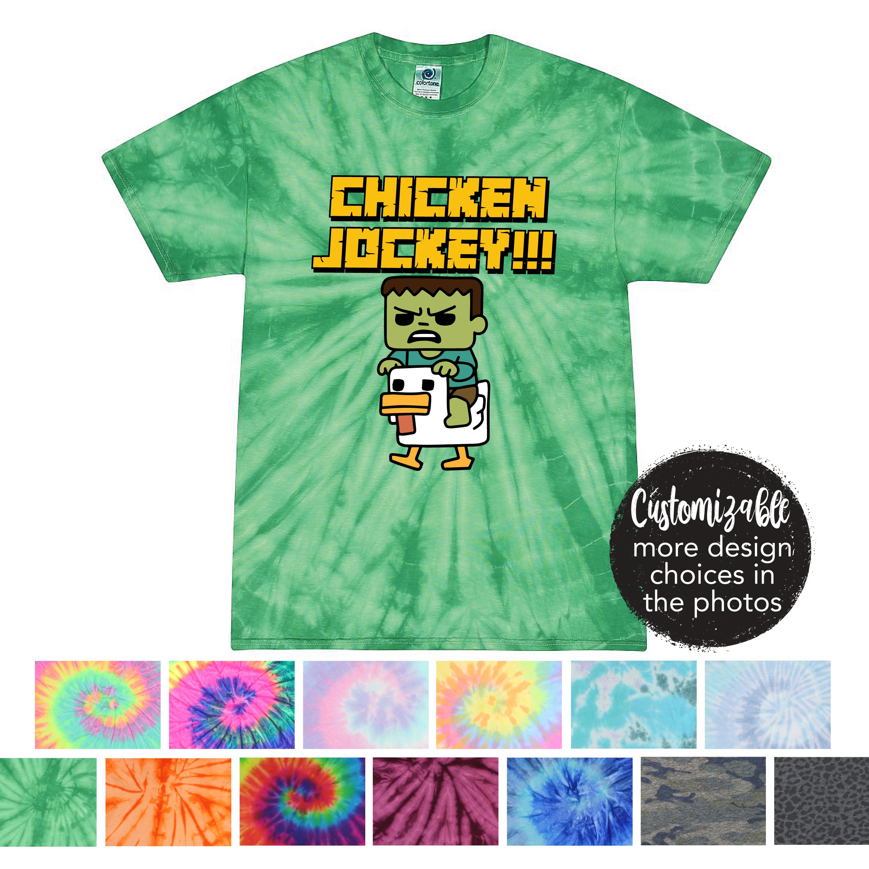 Chicken Jockey Tie Dye Shirt Orange Spider Boy Unisex Tee Funny
