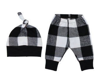 White and Black Buffalo Plaid Flannel Pants Boy Toddler Pants Fall Winter Pants Baby Buffalo Check Plaid Baby Fall Baby Pants Halloween