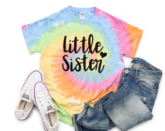 Schwesterchen Tie Dye Shirt Geburtstag Mädchen Minty Pastell Neon Regenbogen Erwachsene Größen Jugend Kleinkind Unisex T-Shirt Tie Dye Größen