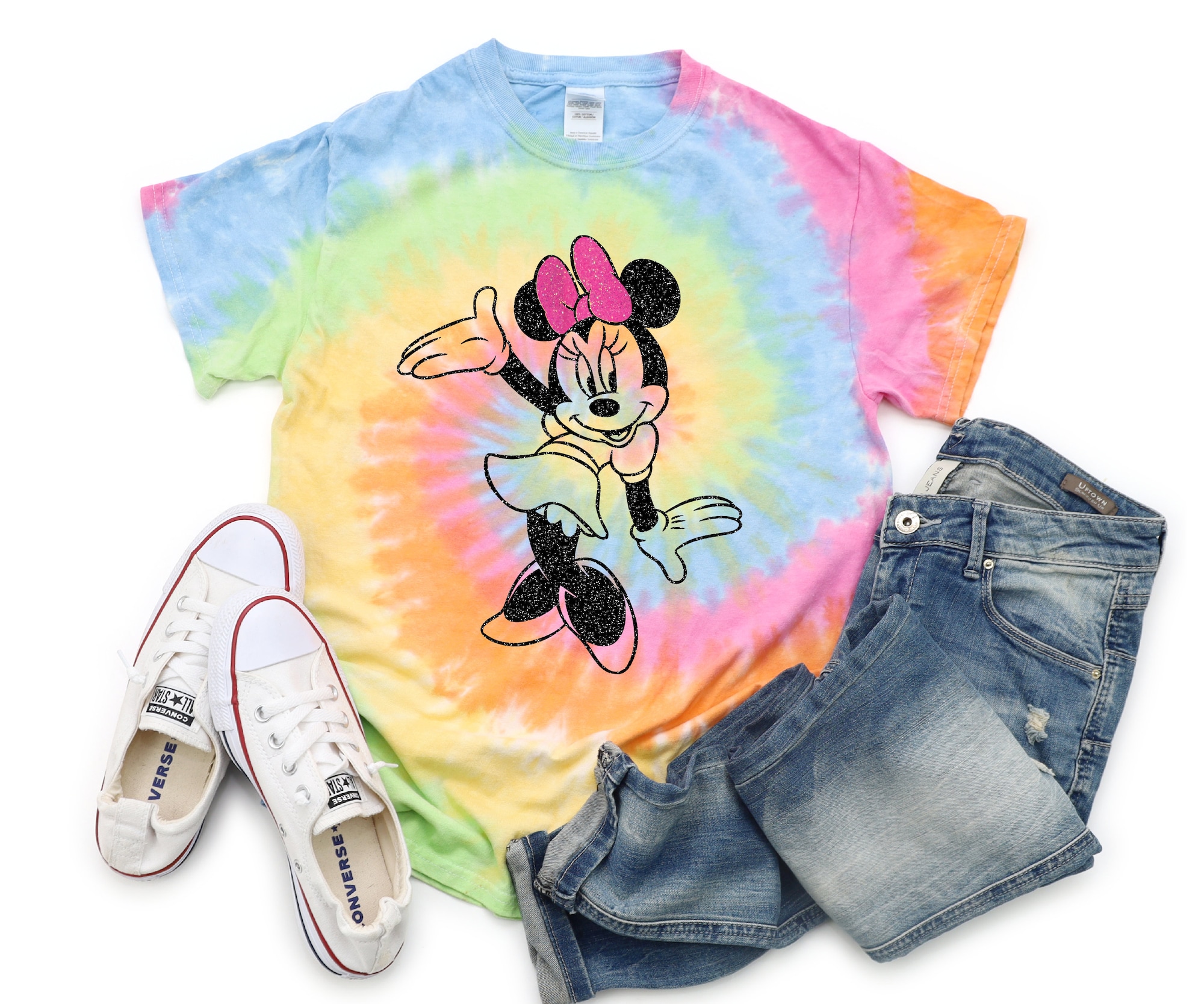 Minnie Mouse Tie Dye Vacation Bright Bow 3D T Shirt