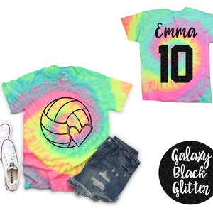 Volleyball Heart Tie Dye Shirt Glitter Vinyl Personalizable Sport Shirt Tie Dye Love Volleyball Tee Heart Volleyball Tie Dye Shirt Sport Tee