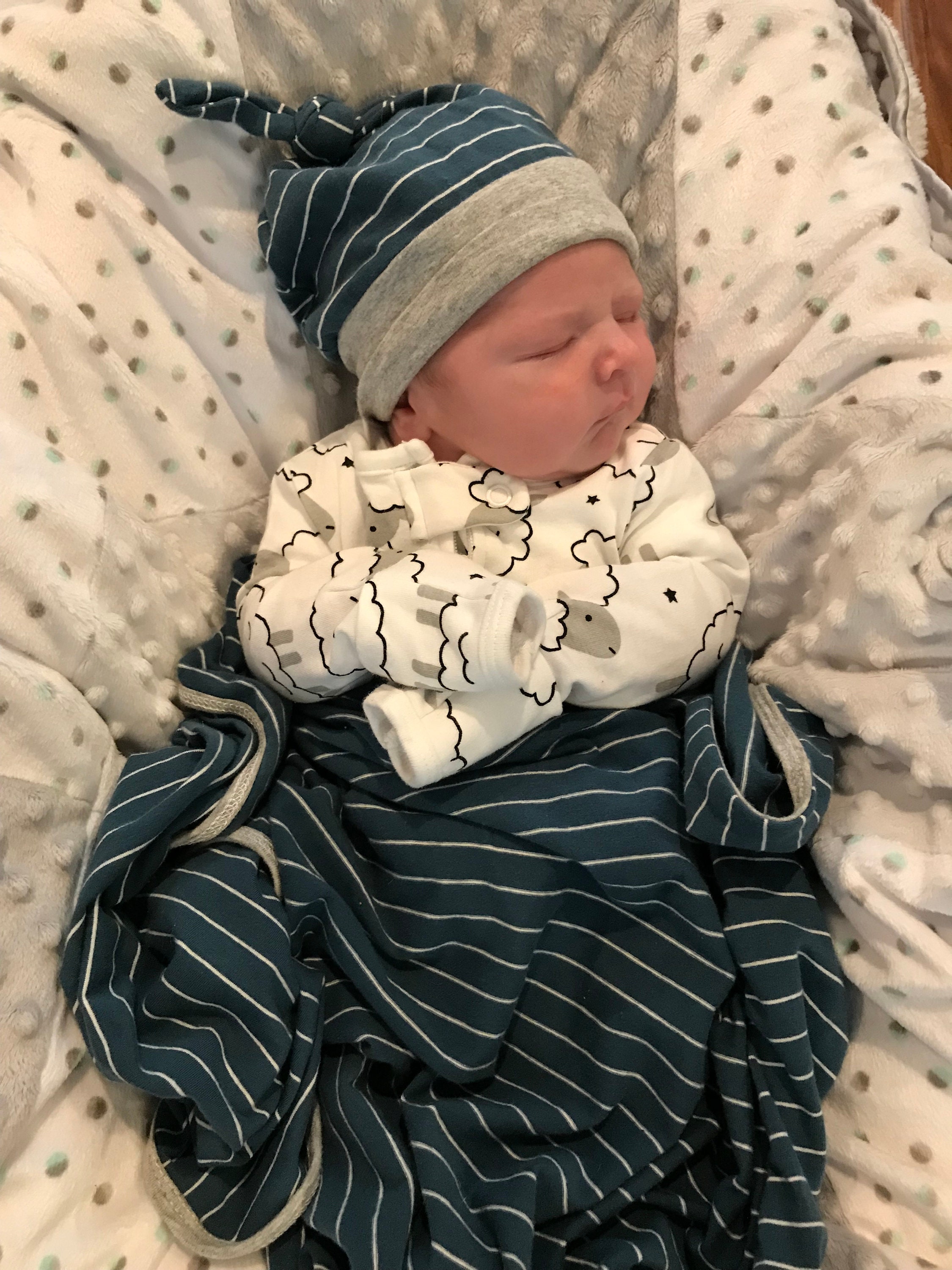 Boy Newborn Swaddle Set Blue Striped Blanket Navy Blue and Etsy