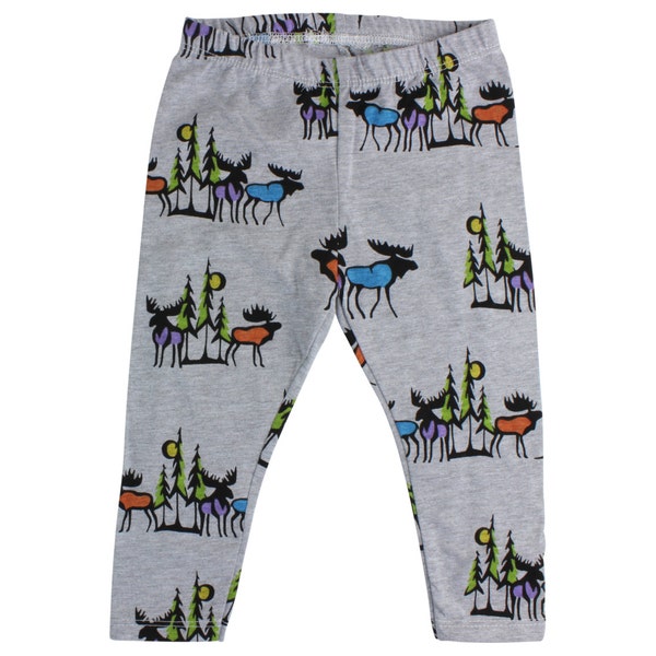 Moose Baby Leggings Boy Baby Leggings Moose Toddler Leggings Boy Leggings Unisex Leggings Black and Gray Toddler Pants Moose Leggings