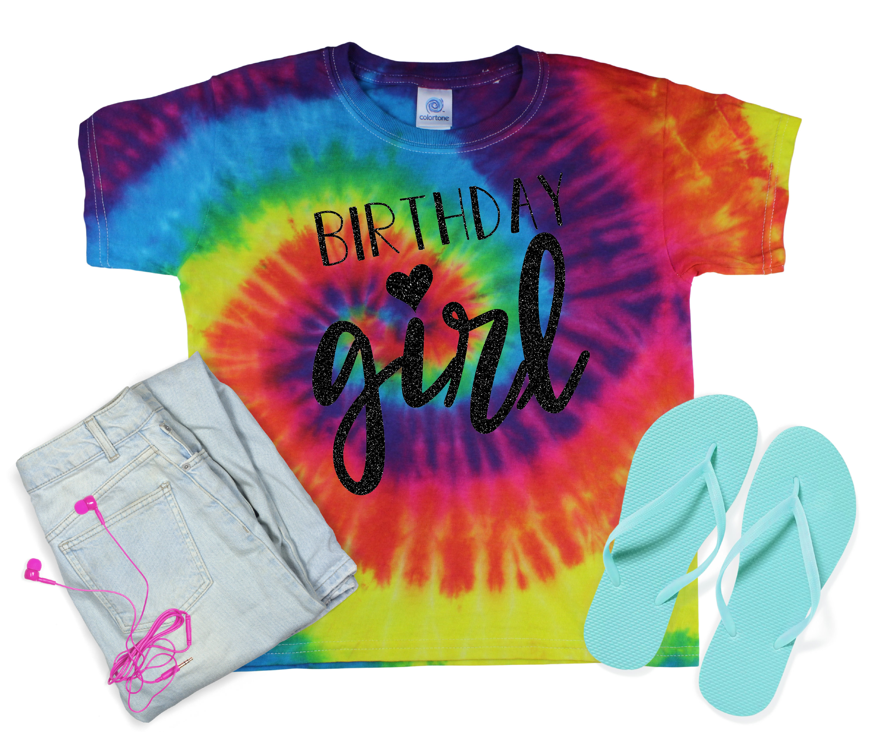 Birthday Girl Pastel Neon Tie Dye Shirt 