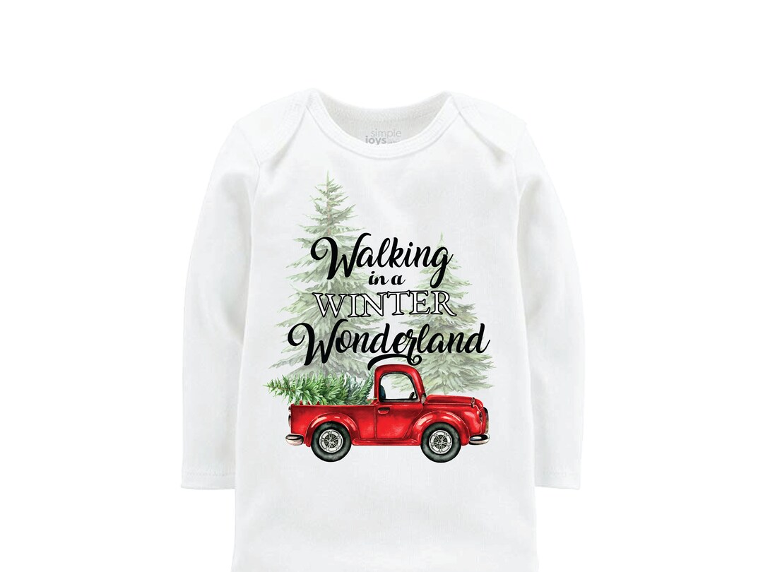 Walking in a Winter Wonderland Shirt Red Truck Christmas Bodysuit Boy ...