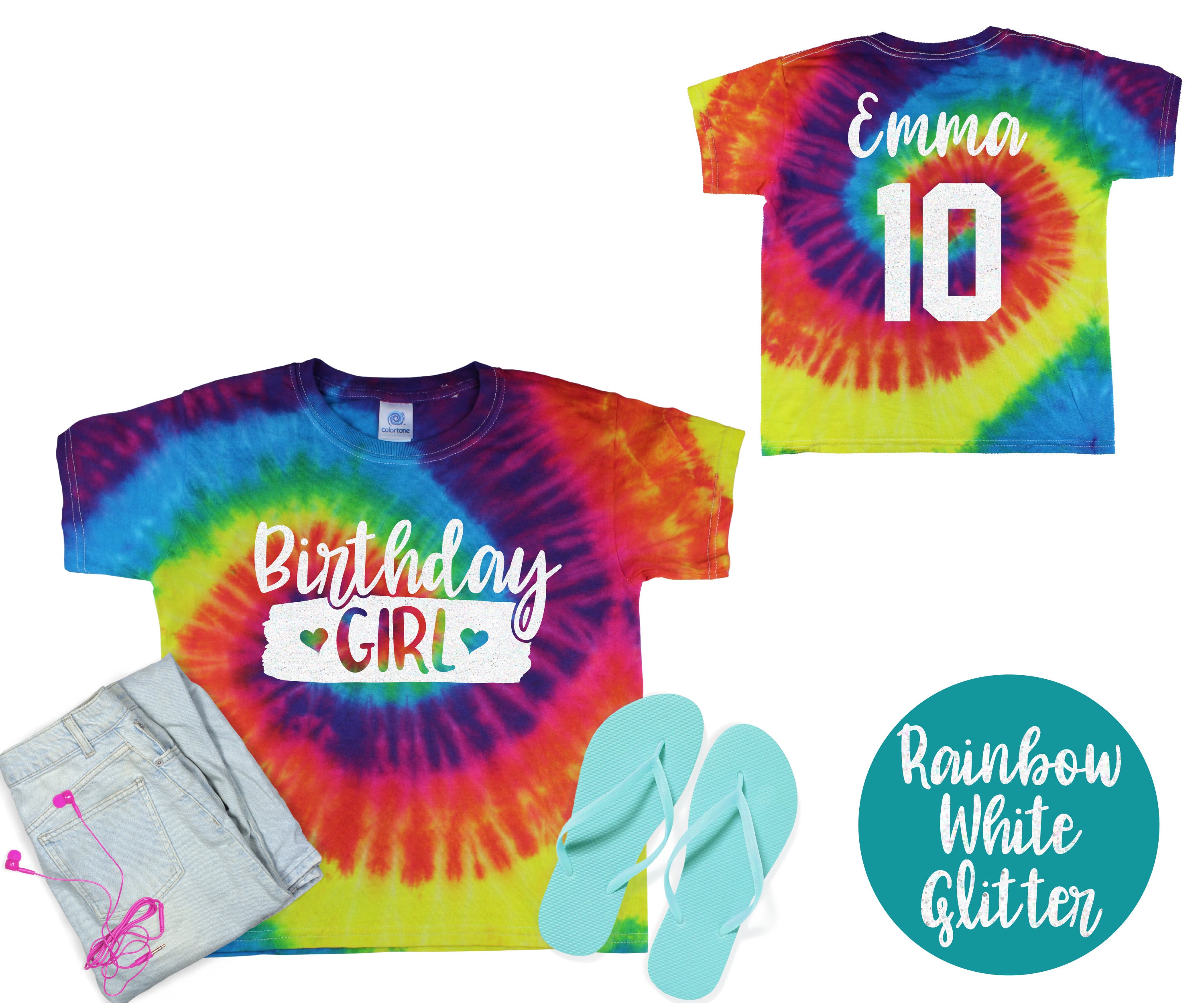 Birthday Girl Pastel Neon Tie Dye Shirt 