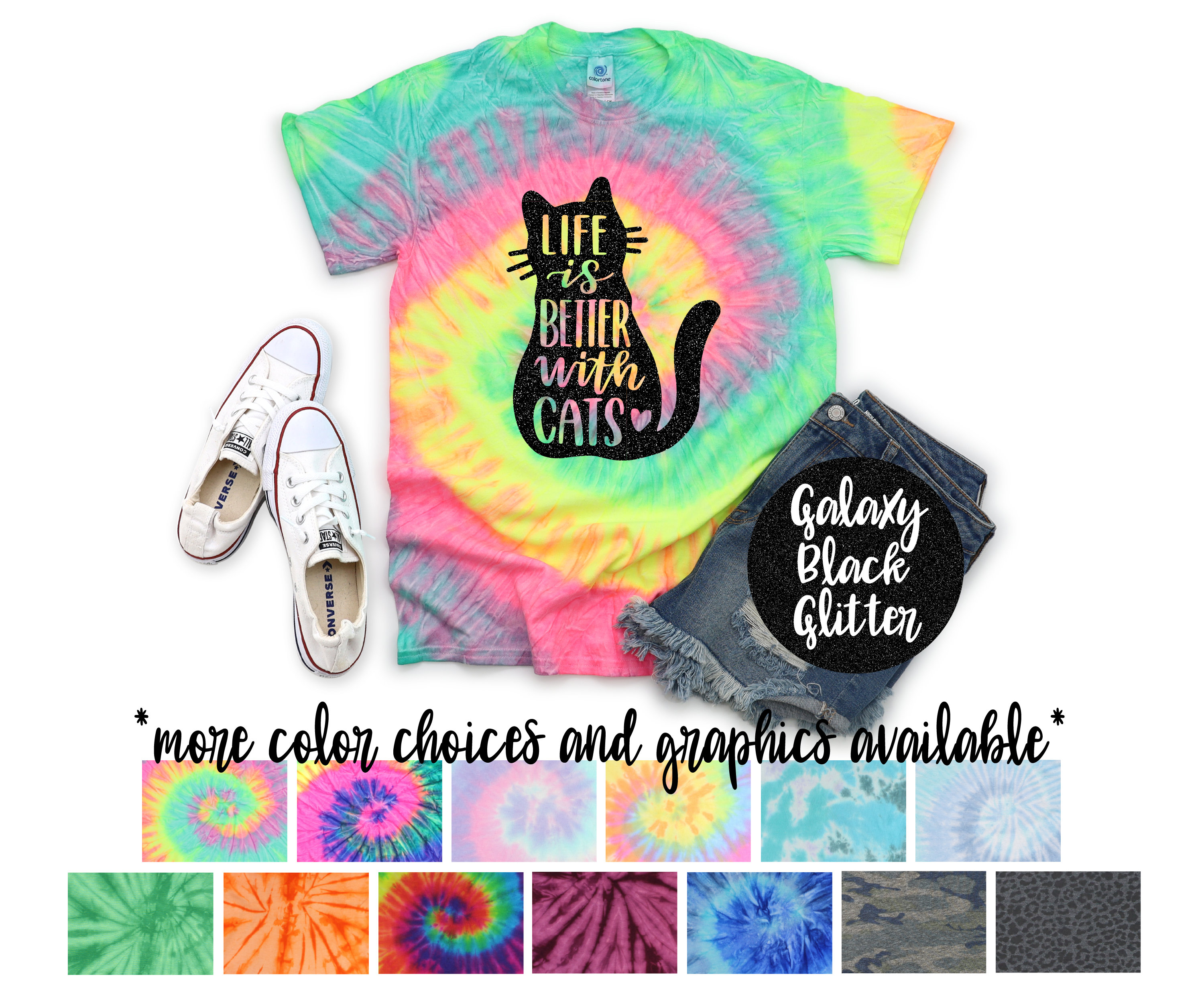 tシャツ TYE DYE CAT T SHIRT レディース Cats Meow Tie Dye Tee - Yellow - Odd Future OFWGKTA
