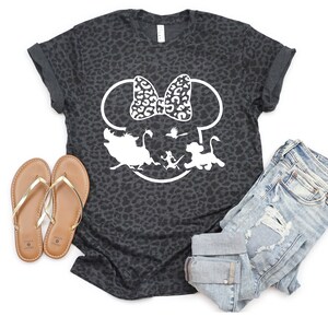 Minnie Face Animal Kingdom Vacation Gray Leopard Shirt Solid White Vinyl Lion King Toddler Youth Adult Minnie Disney Shirt Disney World Tee