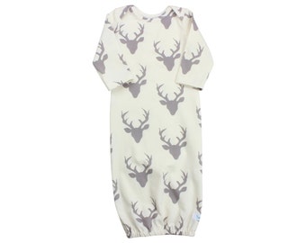 Blanc cassé gris Buck cerf nouveau-né bébé garçon robe marine cerf robe gris cerf garçon infantile robe aller Coming Home garçon vêtements garçon infantile