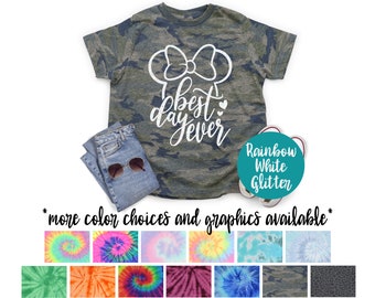 Am besten Tag Jeder Minnie Camouflage Shirt Solid White Vinyl Minnie Kleinkind Jugend Erwachsenen Familienurlaub Shirts
