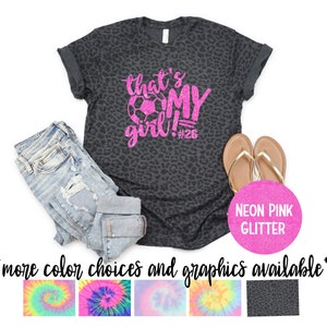 That&#39;s My Girl Volleyball Mom Shirt Pink Glitter Vinyl Mom Vball Shirt Women&#39;s Volleyball Tee Personalized Number Shirt