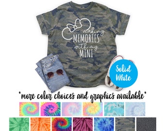 Erinnerungen machen mit meinem Mini Minnie Camouflage T-Shirt Solid White Vinyl Passende Familienurlaub Shirts