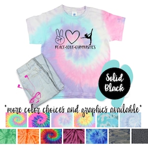 Peace Love Gymnastics Tie Dye Shirt Solid Vinyl Girl Gym Shirt Tie Dye Peace Love Gymnastics Lover Tee Girl Tie Dye Shirt Gymnast Tee