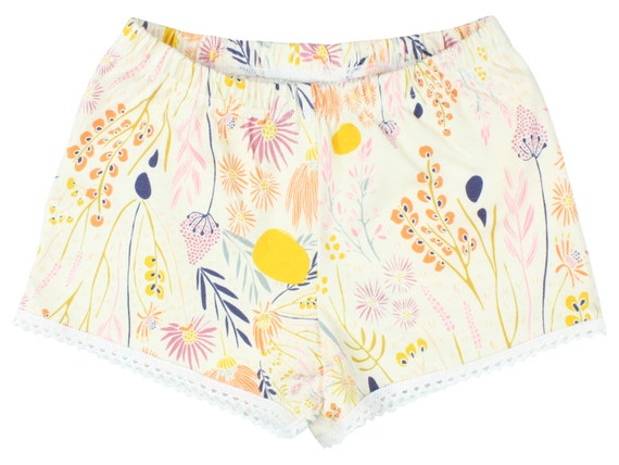 Wild Flower Baby Shorts Toddler Shorts Girl Shorts Cluny Lace Trim Floral Shorts Girl Baby Pants Floral Toddler Short Floral Baby Gift Cream