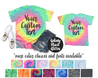 Benutzerdefinierte Wortlaut personalisierte Tie Dye Shirt Minty Regenbogen Neon Regenbogen Pastell Regenbogen Erwachsene Jugend Kleinkind Unisex T-Shirt Tie Dye Shirts Größen