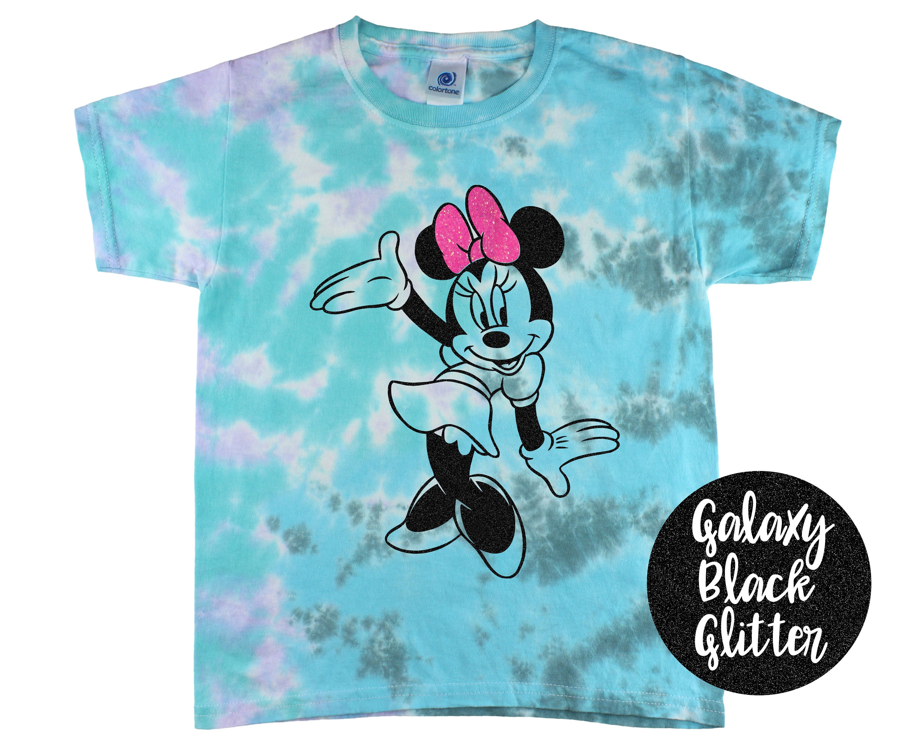Minnie Mouse Tie Dye Shirt Vacation Trip Shirt Minty Galaxy Bright Black Glitter Vinyl Toddler Youth Adult Pastel Neon Tie Dye Rainbow Shirt