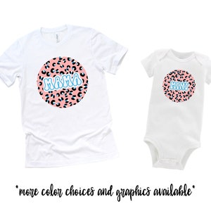 Mama and Mini Matching Shirts Leopard Print Rainbow Heart Shirt Bodysuits Mommy and Me Matching Mom Daughter Black Cheetah Pink Purple