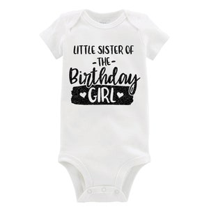 Little Sister of the Birthday Girl Bodysuit Black Glitter