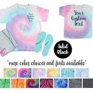 Spersonalizowana koszulka z nadrukiem tie-dye Minty Rainbow Neon Rainbow Pastel Rainbow Dorosły Młodzież Maluch Unisex Koszulka z nadrukiem tie-dye Rozmiary