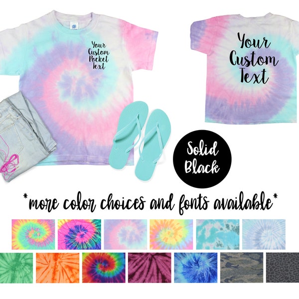 Spersonalizowana koszulka z nadrukiem tie-dye Minty Rainbow Neon Rainbow Pastel Rainbow Dorosły Młodzież Maluch Unisex Koszulka z nadrukiem tie-dye Rozmiary