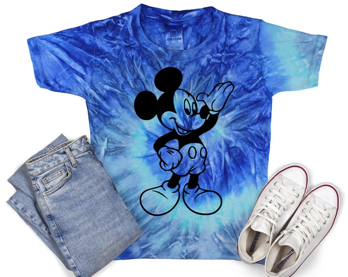 Mouse Boy Tie Dye Shirt Blue Jerry Tie Dye Mickey Font Birthday Party Shirt Boy Blue Spiral Tie Dye Boy Birthday Disney Vacation