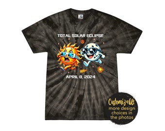 Total Solar Eclipse 2024 T-Shirt Spider Black Tie Dye Shirt Black Gray Funny Cat Eclipse Infant Toddler Adult and Children's Glasses Retro