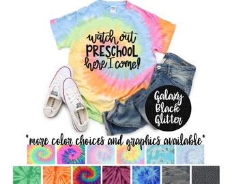 Watch Out 3rd Grade Girl Back To School Pastel Neon Tie Dye Shirt Galaxy Bright Black Glitter Vinyl Rainbow Girl First Day of School