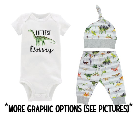 Boy Littlest Personalized Dinosaur Outfit T rex Tyrannosaurus Gray
