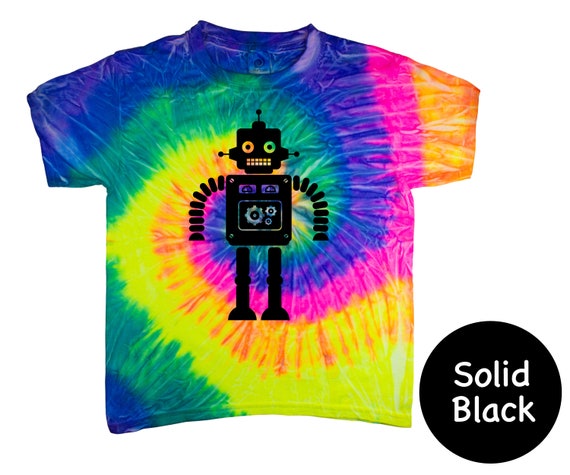 その他 Salsation V tshirt Size M Tiedye Boy Robot Tie Dye Shirt Blue Tie Dye Orange Black Vinyl Robo